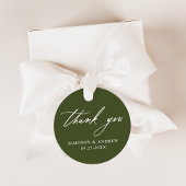 Elegante kalligrafie Olive Green bruiloft dank u Bedankjes Labels