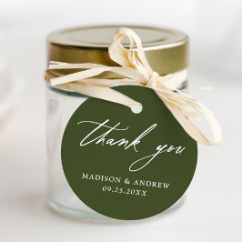 Elegante kalligrafie Olive Green bruiloft dank u Bedankjes Labels