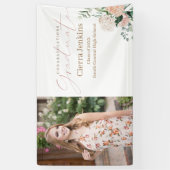 Elegante kalligrafie One Photo Floral Afstuderen Spandoek (Verticaal)