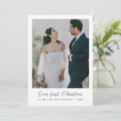 Elegante kalligrafie Onze eerste kerstfoto Kaart (Staand voorkant)