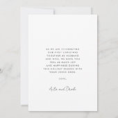 Elegante kalligrafie Onze eerste kerstfoto Kaart (Achterkant)