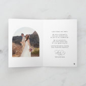 Elegante kalligrafie op maat trouwfoto bedankkaart (Binnen)