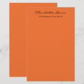 Elegante kalligrafie Oranje gewone leesbare tekst Briefpapier (Voorkant / Achterkant)