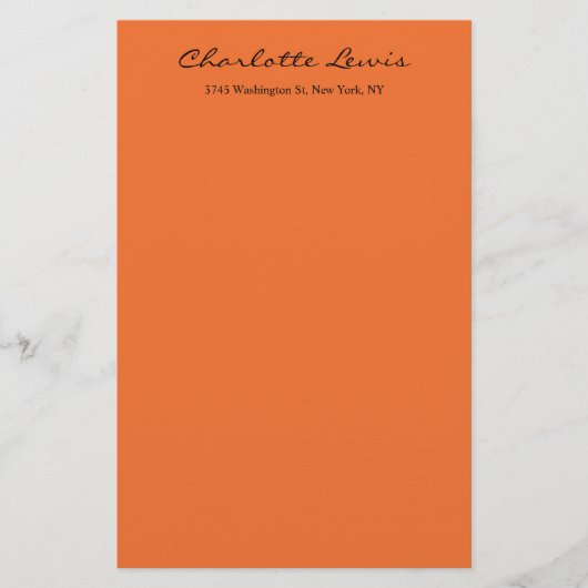 Elegante kalligrafie Oranje gewone leesbare tekst Briefpapier (Voorkant)