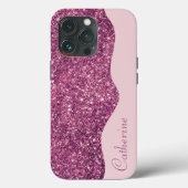 Elegante kalligrafie Paarse Drip Glitter Custom Case-Mate iPhone Case (Achterkant)
