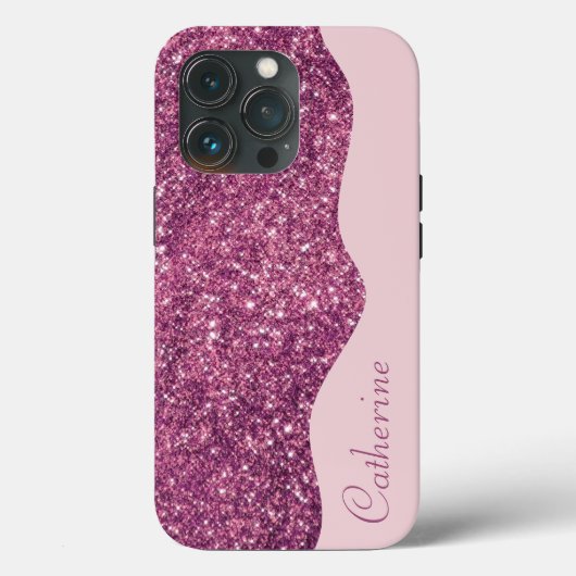 Elegante kalligrafie Paarse Drip Glitter Custom Case-Mate iPhone Case (Achterkant)