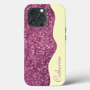 Elegante kalligrafie Paarse Drip Glitter Custom Case-Mate iPhone Case
