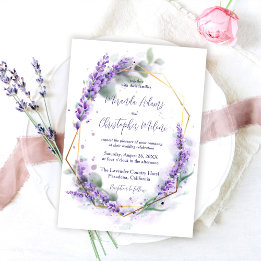 Elegante kalligrafie paarse lavendel bloemige brui kaart
