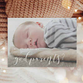 Elegante kalligrafie peetouders voorstel kaart