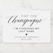 Elegante kalligrafie Pop De Champagne Sparkling Wijnetiket (Enkel label)