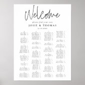 Elegante kalligrafie portret bruiloft zitplan poster (Voorkant)