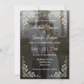 Elegante kalligrafie QR Code 2 vervaagde foto brui Kaart (Voorkant)