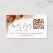 Elegante kalligrafie QR-code Boho bruiloft RSVP ka Informatiekaartje (Voorkant)