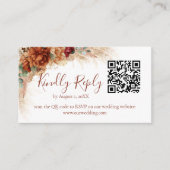Elegante kalligrafie QR-code Boho trouw-RSvp kaart (Voorkant)