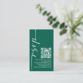 Elegante Kalligrafie QR Code Emerald Bruiloft RSVP Informatiekaartje (Staand voorkant)