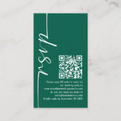 Elegante Kalligrafie QR Code Emerald Bruiloft RSVP Informatiekaartje (Voorkant)