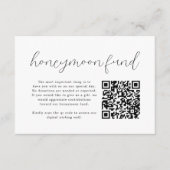Elegante kalligrafie QR Code Honeymoon Fund Informatiekaartje (Voorkant)