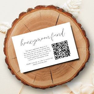 Elegante kalligrafie QR Code Honeymoon Fund Informatiekaartje