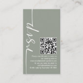 Elegante Kalligrafie QR Code Sage Bruiloft RSVP Informatiekaartje (Voorkant)