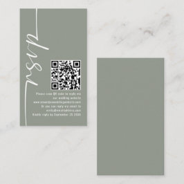 Elegante Kalligrafie QR Code Sage Bruiloft RSVP Informatiekaartje