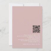 Elegante Kalligrafie QR Code Stoffig Roos Bruiloft Kaart (Achterkant)