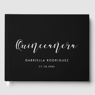 Elegante kalligrafie Quinceañera verjaardag Gastenboek