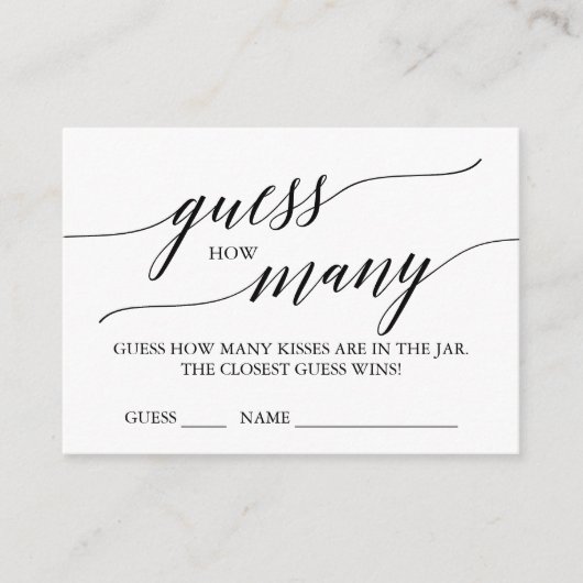 Elegante kalligrafie raad hoeveel kusjes kaarten (Voorkant)