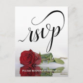 Elegante kalligrafie & Red Rose bruiloft RSVP Briefkaart (Voorkant)