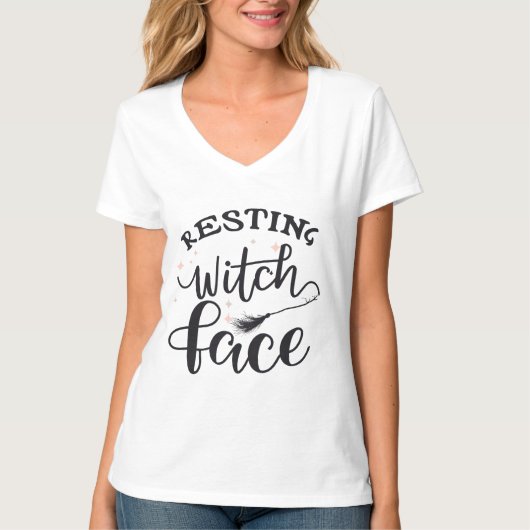 Elegante kalligrafie 'Resting Witch Face' T-shirt (Voorkant)