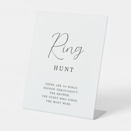 Elegante kalligrafie Ring Hunt Vrijgezellenfeest s Reclamebord Met Voetstuk (Voorkant)