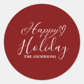 Elegante kalligrafie rode feestdag Kerstmis Ronde Sticker (Voorkant)