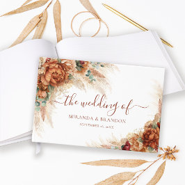 Elegante kalligrafie romantische bloem boho bruilo gastenboek