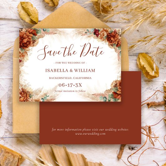 Elegante kalligrafie Romantische bloemige Boho-huw Save The Date