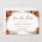 Elegante kalligrafie Romantische bloemige Boho-huw Save The Date (Voorkant)