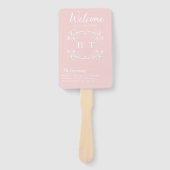 Elegante kalligrafie romantische roze bruiloft pro handwaaier (Voorkant)