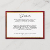 Elegante kalligrafie rood en gouden bruiloft informatiekaartje (Voorkant)