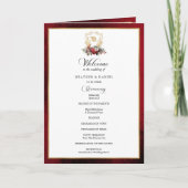 Elegante kalligrafie rood en gouden bruiloft programma (Voorkant)