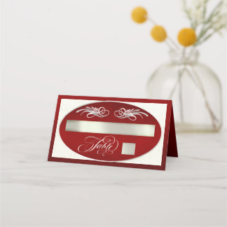 Elegante kalligrafie - Rood/Zilver Plaatskaartje