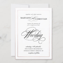 elegante kalligrafie roos goudbruiloft kaart