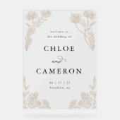 Elegante kalligrafie Roos Orchard Garden Wedding Acryl Bord (Voorkant)