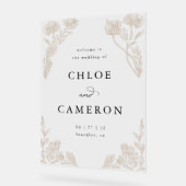 Elegante kalligrafie Roos Orchard Garden Wedding Acryl Bord (Hoek)