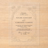 Elegante kalligrafie Roos Orchard Garden Wedding Acryl Uitnodigingen (Voorkant)