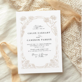 Elegante kalligrafie Roos Orchard Garden Wedding Kaart