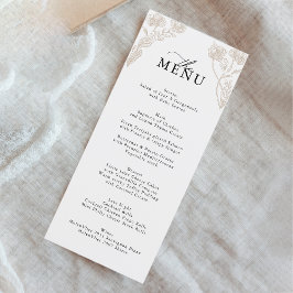 Elegante kalligrafie Roos Orchard Garden Wedding Menu