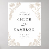 Elegante kalligrafie Roos Orchard Garden Wedding Poster (Voorkant)