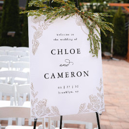 Elegante kalligrafie Roos Orchard Garden Wedding Poster