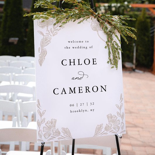 Elegante kalligrafie Roos Orchard Garden Wedding Poster