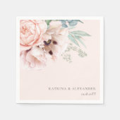 Elegante kalligrafie roze bloem servet (Voorkant)