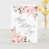 Elegante kalligrafie Roze Bloemen Moederdag Kaart (Gele Bloem)