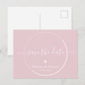Elegante Kalligrafie Roze Bruiloft Save the Date Briefkaart (Voorkant / Achterkant)
